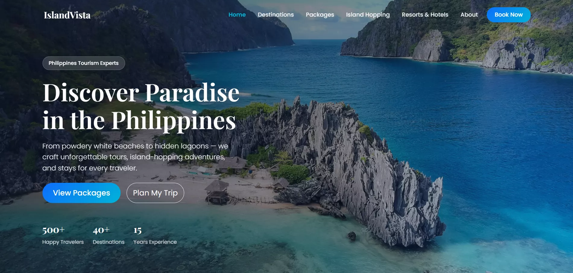 IslandVista Philippines travel and tourism website screenshot